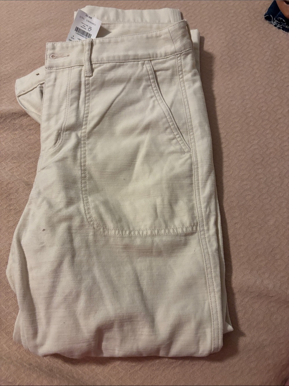J. Crew Factory Off-White Bootcut Pants with Front Patch Pockets